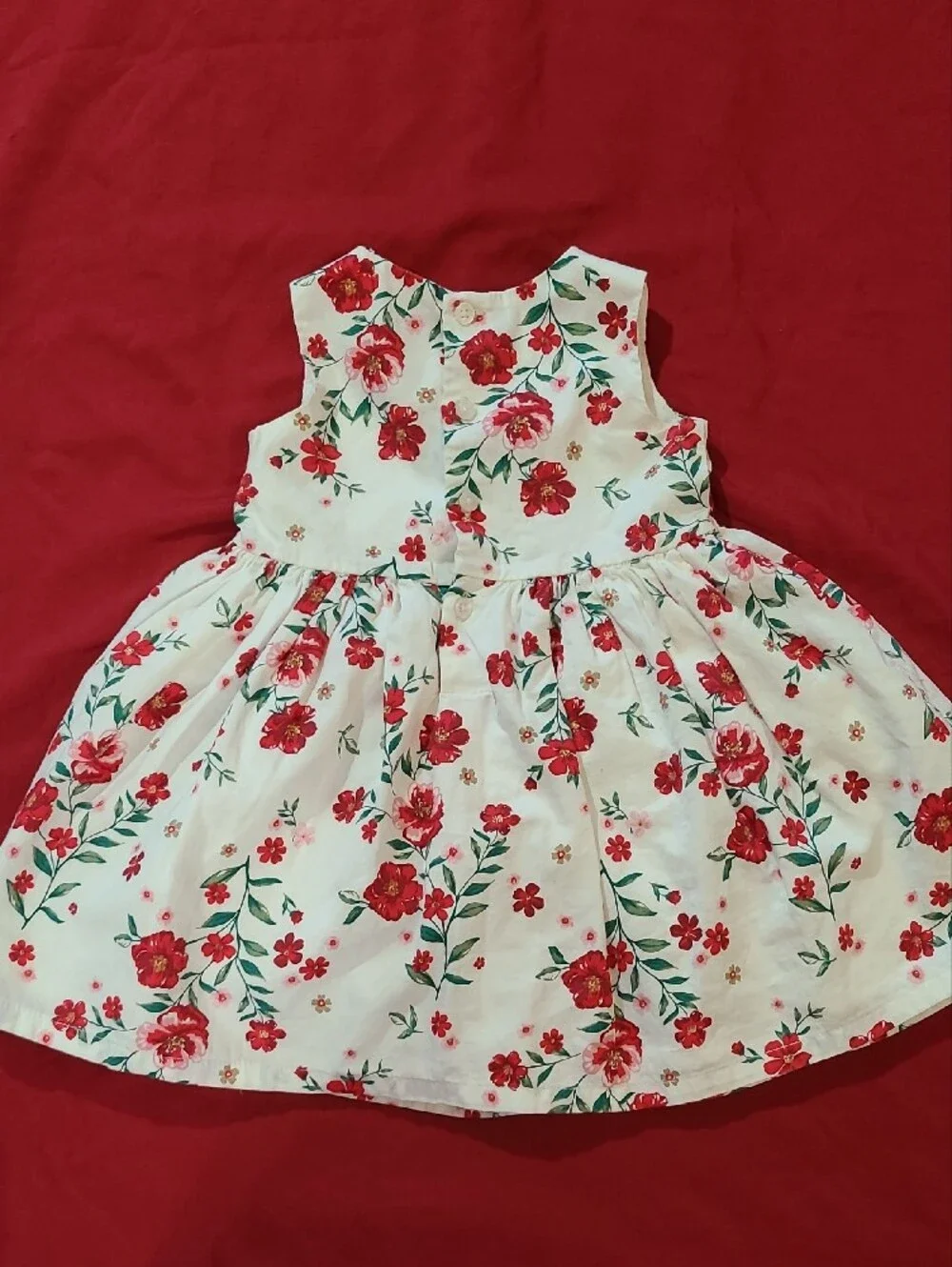 Carter's White Dress with Red Floral Print